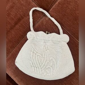 incredible vintage beaded bag made in korea beads embroidered, wedding bag bride